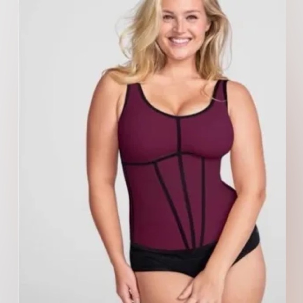 Honeylove boldness tank top maroon black womens size XL shapewear new with tags